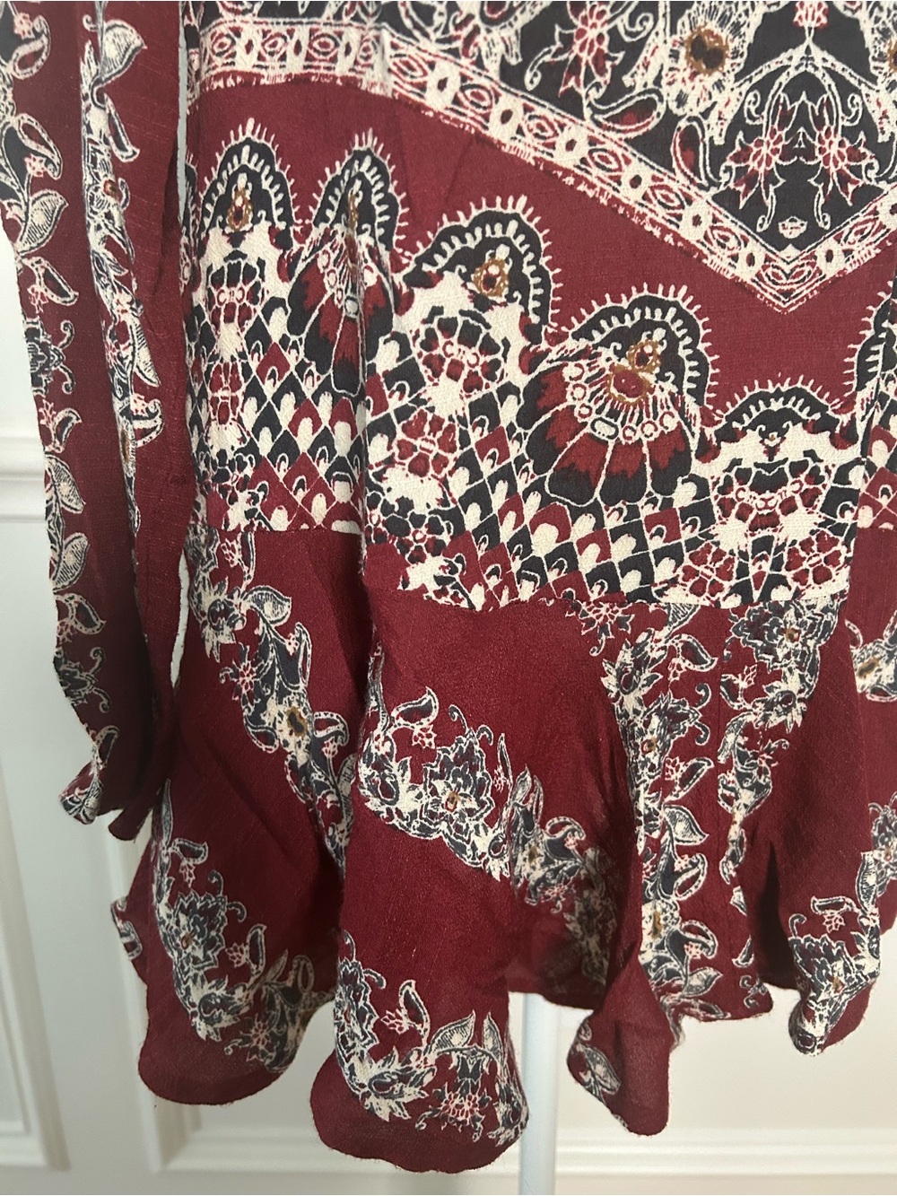 Free People Maroon Paisley & Geometric Print Long-Sleeve Tunic - Picture 6 of 8
